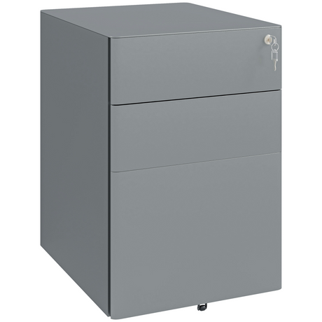 Vinsetto grey 3 drawer lockable filing cabinet