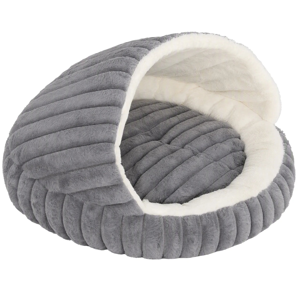 PawHut Cat Bed Cave with Non-Slip Base & Washable Cushion – Warm Plush Semi-Enclosed House for Indoor Kittens