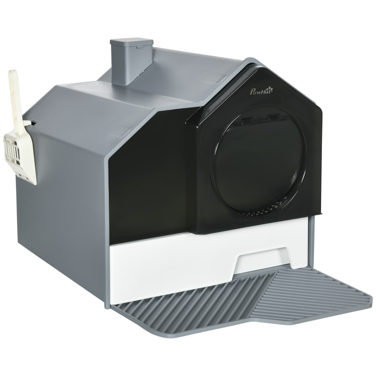 PawHut Hooded Cat Litter Tray with Scoop, Pull-Out Drawer Pan, Carry Handle & Deodorant Chimney – Hut Design