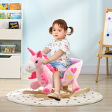 Kids Rocking Horse with Metal Frame, Seatbelt & 32 Songs – Toddler Ride-On Toy for Ages 18+ Months, Pink