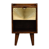 Artisan Furniture Mini Manila Gold Bedside Table with 1 Drawer & Open Shelf – Chestnut Finish, Brown
