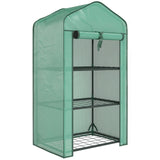 Outsunny Three-Tier Mini Greenhouse with Steel Frame, PE Cover & Roll-Up Door – Portable, Green