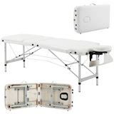 HOMCOM Folding PVC Leather Massage Table with Aluminium Frame & Removable Headrest – Adjustable Beauty Bed