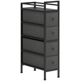 HOMCOM 4 Drawer Slim Fabric Chest of Drawers with Steel Frame – Narrow 20 cm Storage Cabinet for Small Spaces, Black
