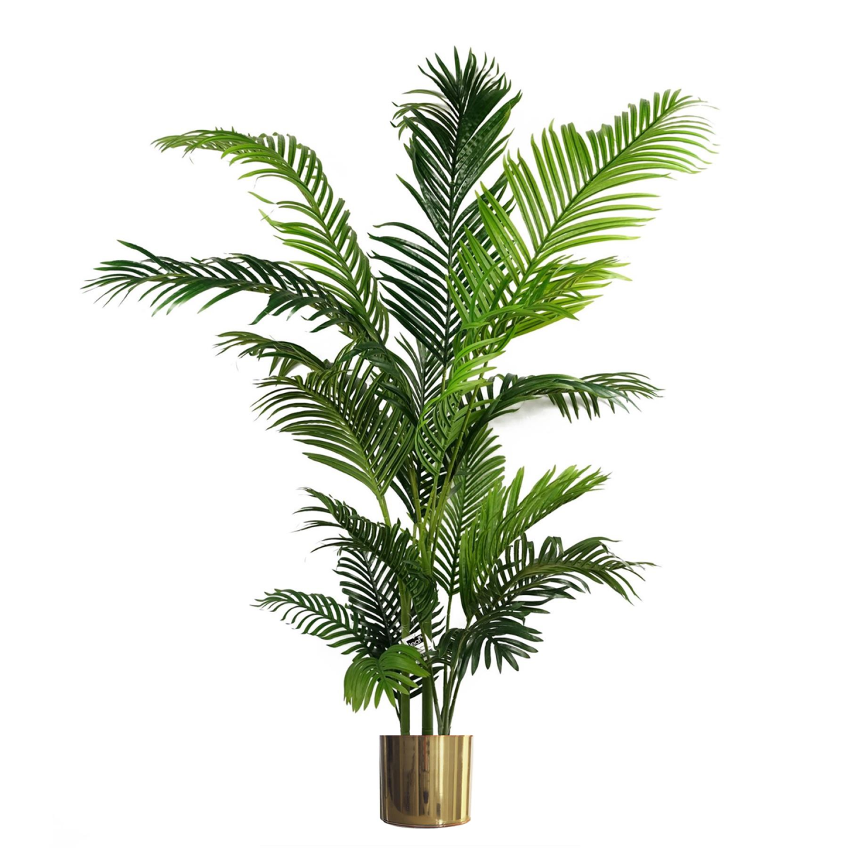 Leaf 180cm Artificial Palm Tree with Gold Metal Planter – Extra Large Faux Plant for Home or Office