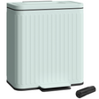 Green double recycling pedal bin