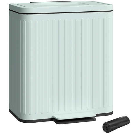 Green double recycling pedal bin