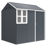 Outsunny 7 x 6ft Galvanised Steel Garden Shed with Window & 4 Vents – Outdoor Tool & Bike Storage, Dark Grey