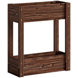 Outsunny 2-Tier Wooden Raised Planter – Elevated Garden Bed on Legs with Liner and Drainage Holes, 70cm