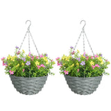HOMCOM Artificial Hanging Cosmos Flowers – Set of 2, Multi-Coloured