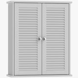 HOMCOM Wall Mounted Bathroom Cabinet with Louvred Doors and Adjustable Shelf – Storage Cupboard, White