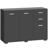 HOMCOM Modern Sideboard with 2 Drawers, 3 Doors and Adjustable Shelves – Kitchen and Dining Storage Cabinet, Black