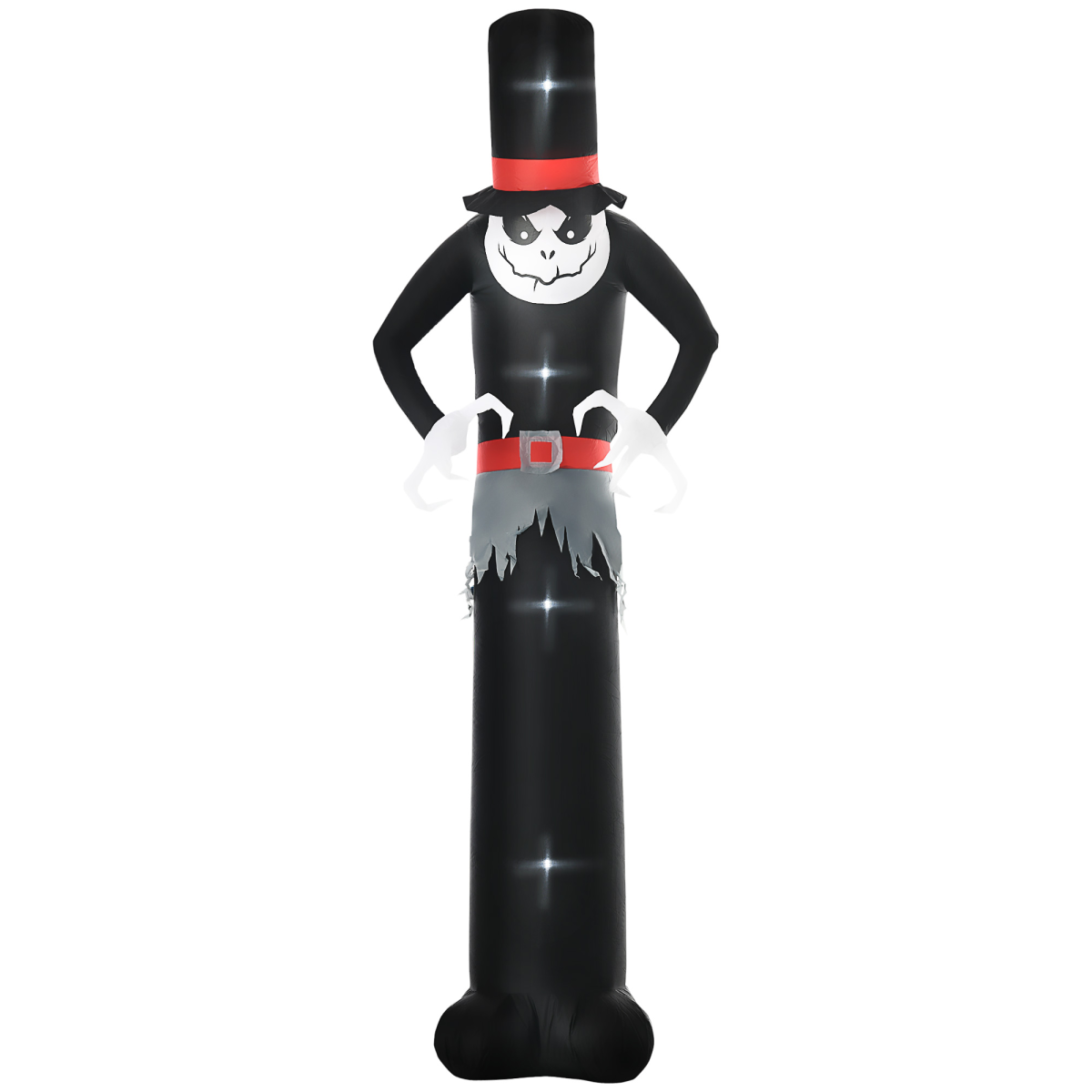 HOMCOM 10ft Inflatable Halloween Skinny Ghost with Tall Hat – Blow-Up Outdoor LED Display