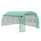 Outsunny 4 x 3 x 2m Polytunnel Greenhouse with Galvanised Steel Frame, Doors & Windows – Walk-In Grow Tent, Green