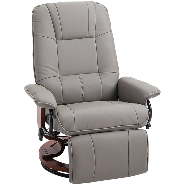 Grey PU leather recliner armchair