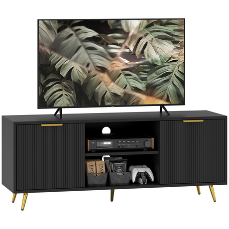 HOMCOM black beadboard TV stand