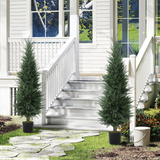 Set of 2 Artificial Cypress Trees in Pots, 120cm Tall – UV-Resistant Fake Plants for Home & Office, Green