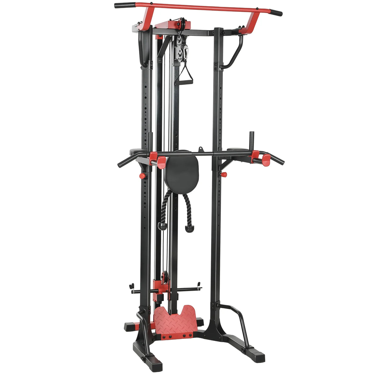 SPORTNOW Power Tower with Lat Pull Down, Pull Up Bar & Dip Station – Adjustable Home Gym Station, 300 kg Capacity