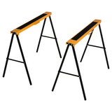 HOMCOM Steel Saw Horse Set of 2 with Non-Slip Platform – Foldable Trestles for DIY, 125kg Load, Black/Yellow