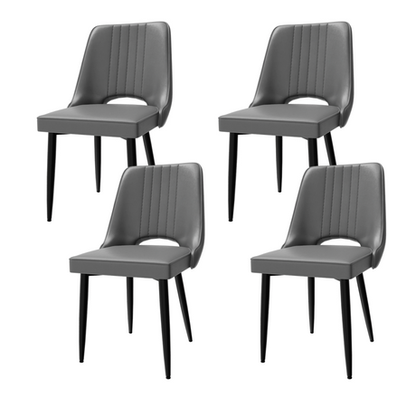 Faux leather dining chair with cut-out back