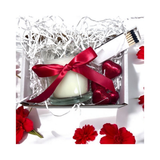Aye Do Gifts Red Ribbon Candle Gift Set with Chocolates & Eco Hamper Box – Vanilla Candle Keepsake