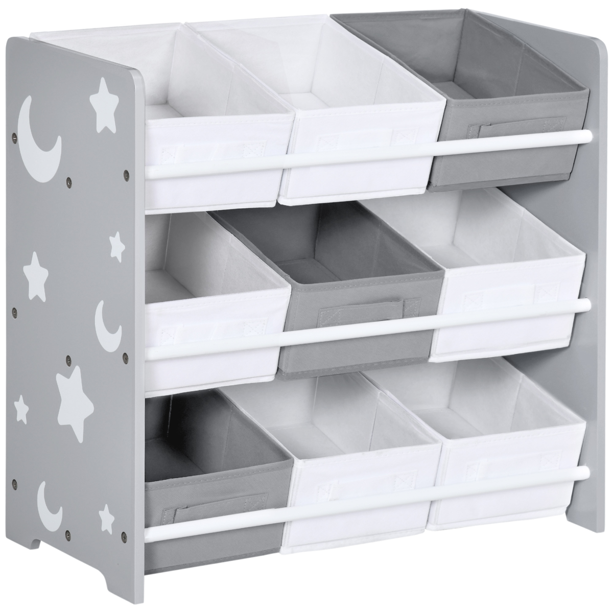 ZONEKIZ Storage Unit with 9 Removable Storage Baskets for Nursery Playroom – Grey