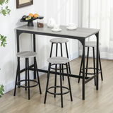 5-Piece Pub Table and Chair Set with MDF Top & Metal Frame, 4 Stools – Space-Saving Bar Set, Grey & Black
