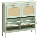 HOMCOM Boho Slim Shoe Cabinet with 4 Flip Drawers, Holds 20 Pairs, 105 x 24 x 95.5 cm – Light Green