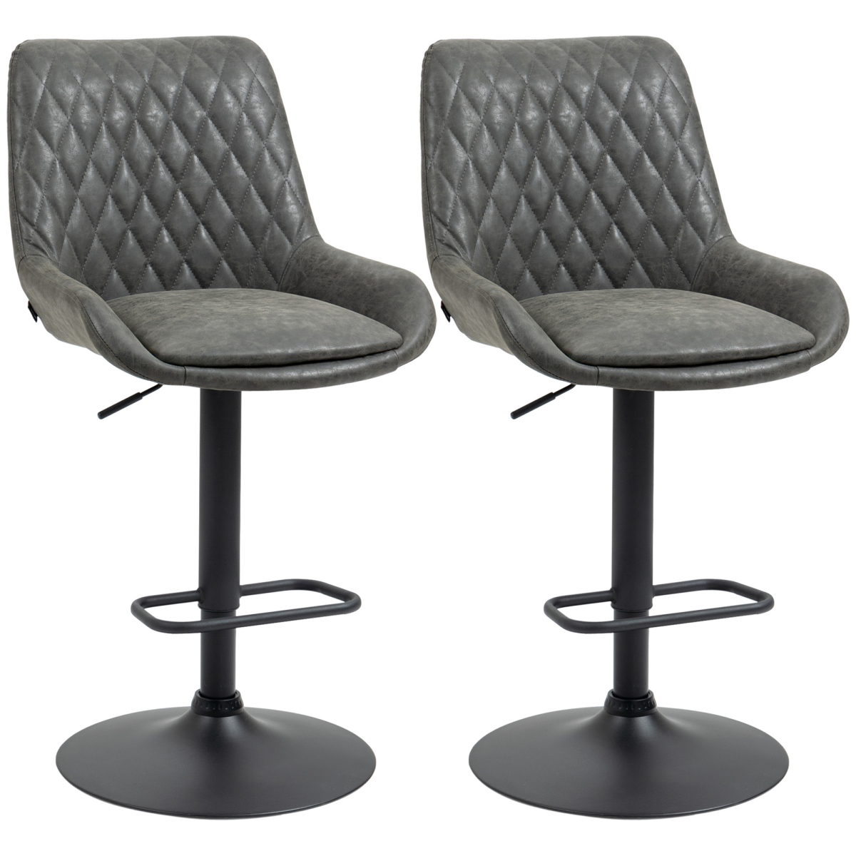 Grey swivel bar chairs set of 2