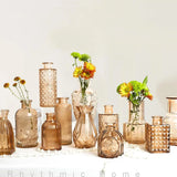 Glass Bud Vases, Set of 12, Small Vintage Embossed Vases for Table Centrepieces, Green
