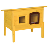 Pawhut Wooden Outdoor Cat House with Openable Roof, Lockable Door and Detachable Legs – Waterproof Garden Shelter