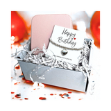 Happy Birthday Silver Plated Beaded Heart Bracelet with Pink Jewellery Box – Letterbox Friendly Gift Set