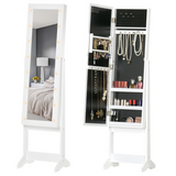 HOMCOM LED Mirrored Jewellery Cabinet with Full-Length Mirror, 36 x 30 x 136 cm – Storage, White