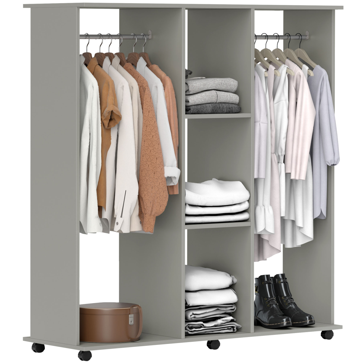 HOMCOM grey mobile double wardrobe