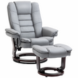 Grey PU swivel recliner with footrest