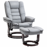 Grey PU swivel recliner with footrest