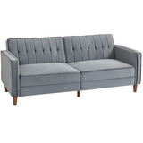 HOMCOM dark grey tufted velvet sofa bed
