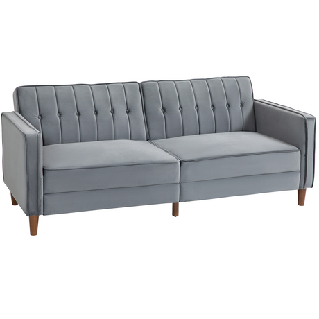 HOMCOM dark grey tufted velvet sofa bed