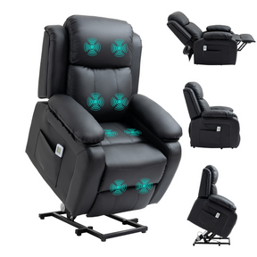 Black electric power lift recliner with massage