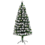 HOMCOM 5ft White Light Christmas Tree with 180 Lights, Star Topper and Tri-Base – Pre-Lit Home Decoration
