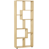 HOMCOM 178cm 8-Shelf Bookcase with Melamine Surface and Anti-Tipping Design – Multipurpose Storage, Oak Tone
