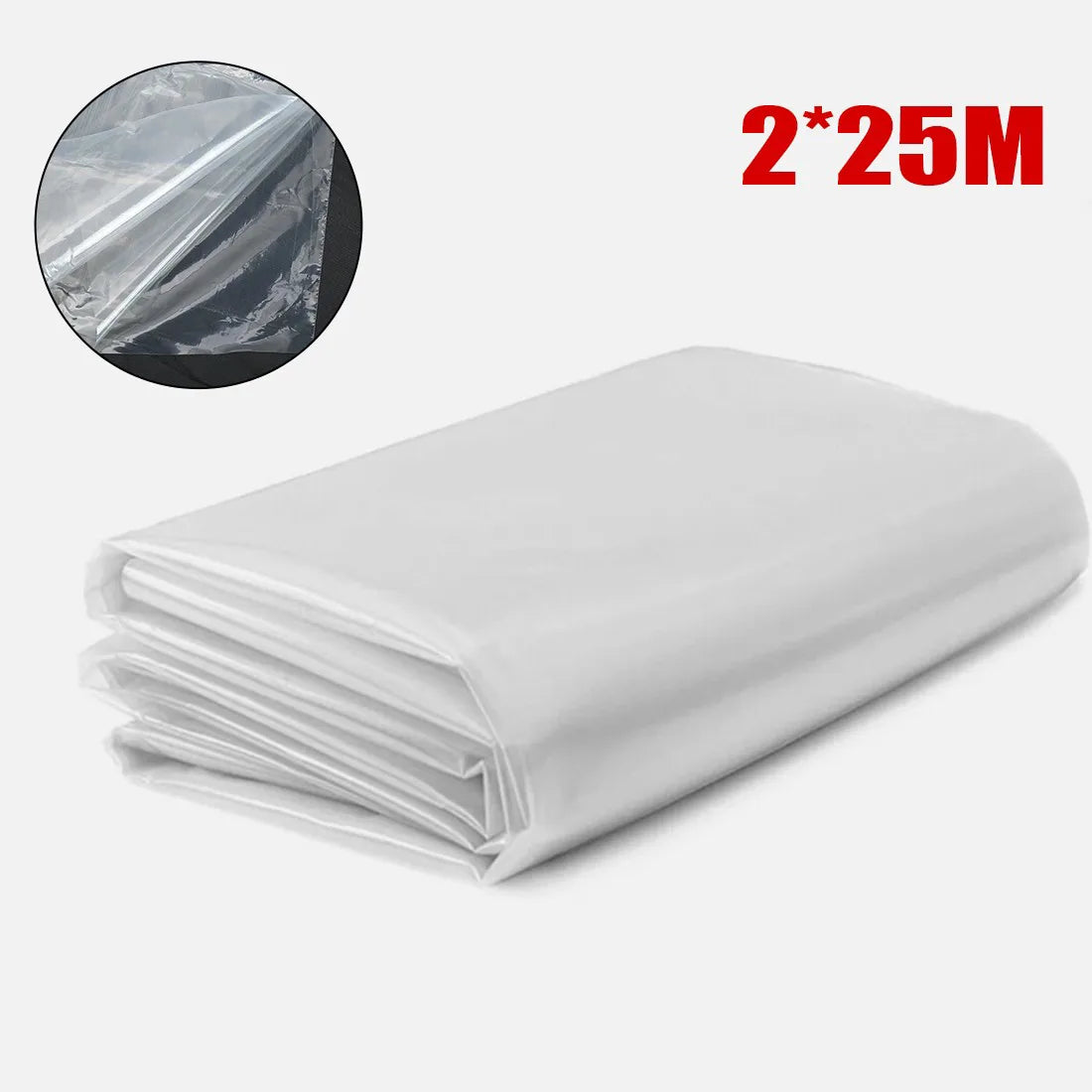 Heavy Duty Clear Polythene Sheet Roll, 2m x 25m – Plastic Ground Cover & Weed Control