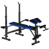 HOMCOM Multi-Function Weight Bench with Squat Rack, Leg Extension and Butterfly Curl – Home Gym, Black and Blue