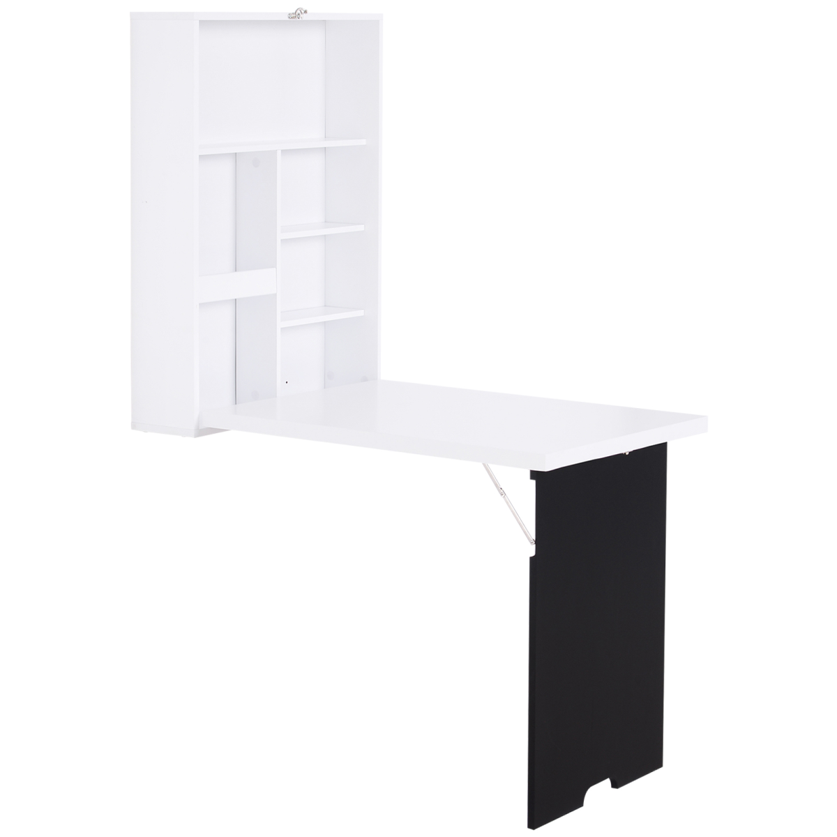 Wall-mounted drop-leaf table with chalkboard