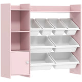 AIYAPLAY Kids Toy Storage Unit with 8 Removable Bins, Shelves & Cabinet – Pink