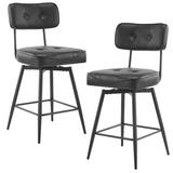 Black PU tufted swivel bar stools