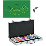 SPORTNOW 300-Piece Poker Chips Set with Mat, Two Decks of Cards & Aluminium Case – For Up to 8 Players