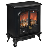HOMCOM Freestanding Electric Fireplace with LED Flame Effect, Double Doors and 1000W/2000W Heating – Black