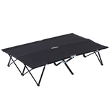 Outsunny Double Folding Camping Cot with Steel Frame & Carry Bag – Portable Two-Person Sleeping Bed, Black