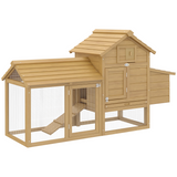 Small Wooden Chicken Coop with Nesting Box, Outdoor Run, Ramp & Slide-Out Tray – Hen House, 150.5 x 54 x 87cm